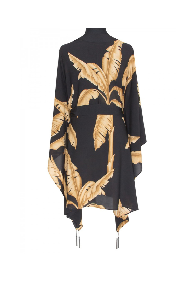 Jungle Gold Palm Kimono w/ Black trim