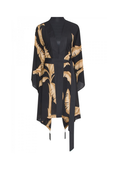 Jungle Gold Palm Kimono w/ Black trim