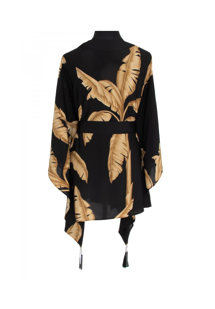 Jungle Gold Palm Kimono w/ Black trim