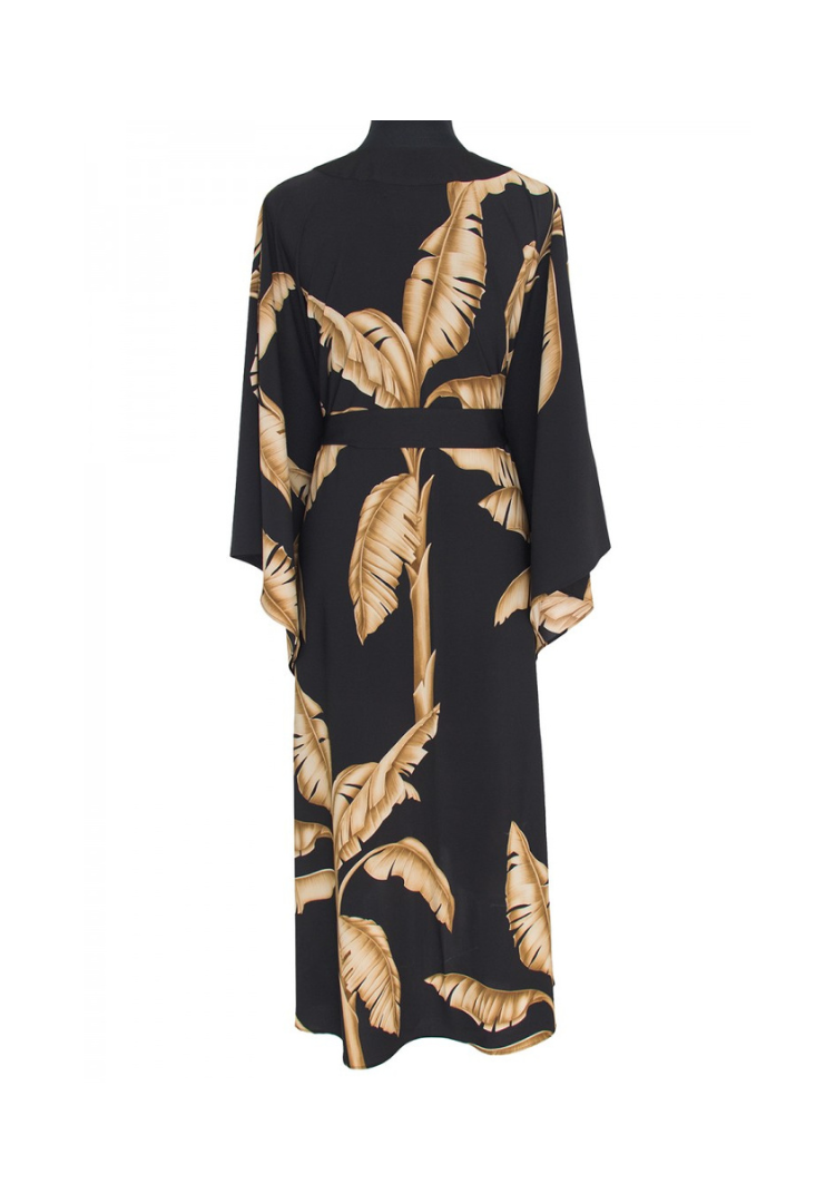 Jungle Gold Palm Kimono w/ Black trim