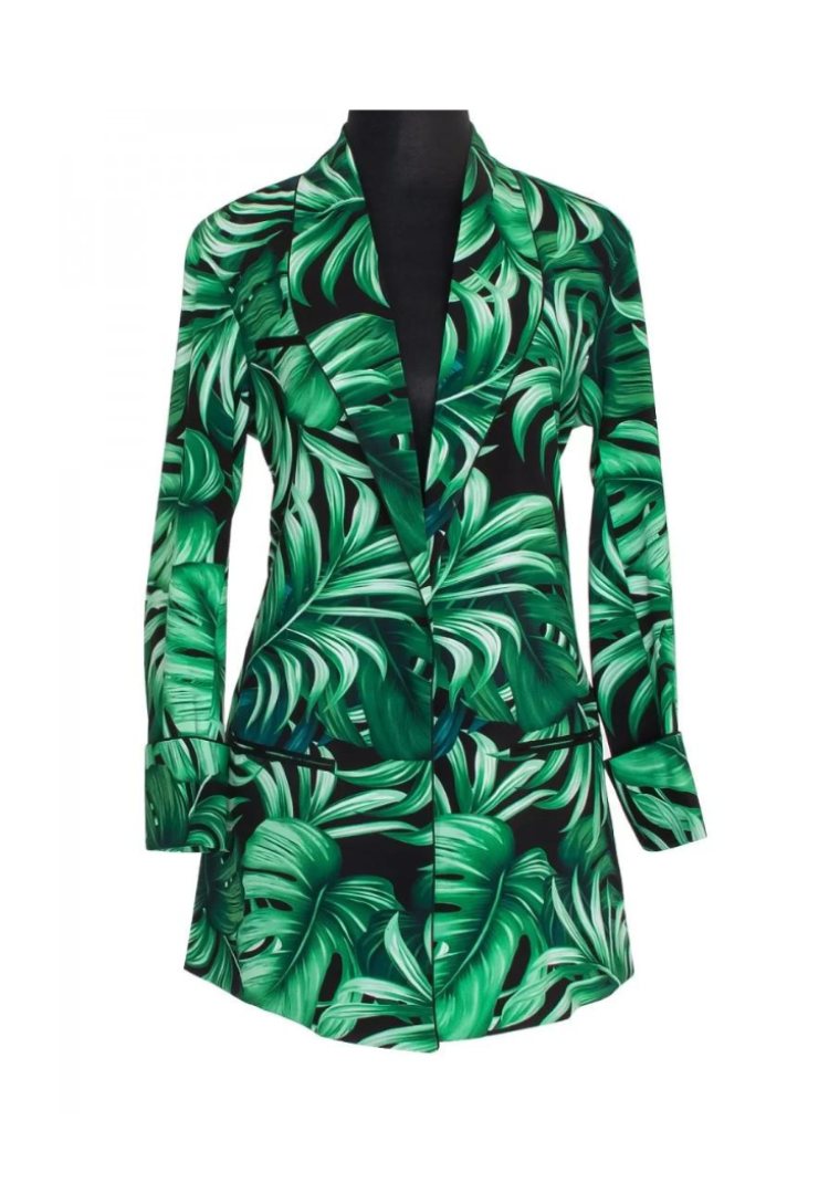 Monstera Black / Green Blazer w/ Black Trim