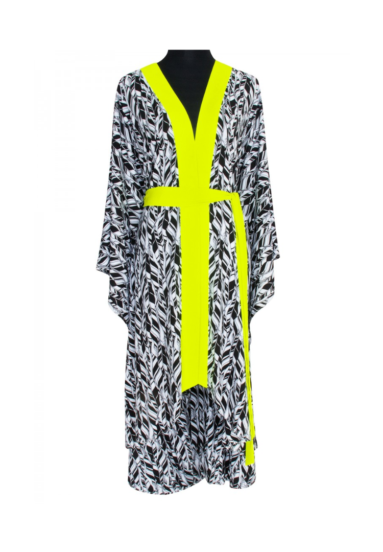 Rainbow Wings Kimono w/ Neon yellow trim